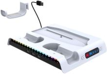 Stojan na herní konzoli iPega P5S006 Multifunkční Nabíjecí RGB Stojan s Chlazením pro PS5 Slim White (3)