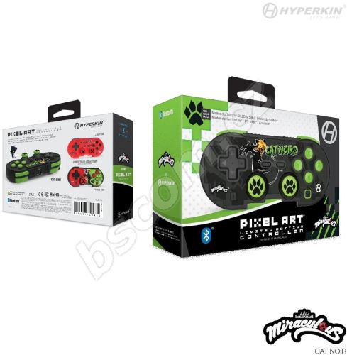 Herní ovladač Hyperkin Pixel Art Miraculous Bluetooth Controller for Nintendo Switch/PC/Mac/Android (Cat Noir)